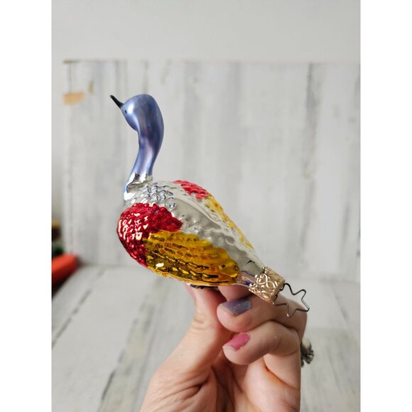 Vintage Germany Mercury glass swan clip bird goose ornament axis tree - Picture 6 of 10